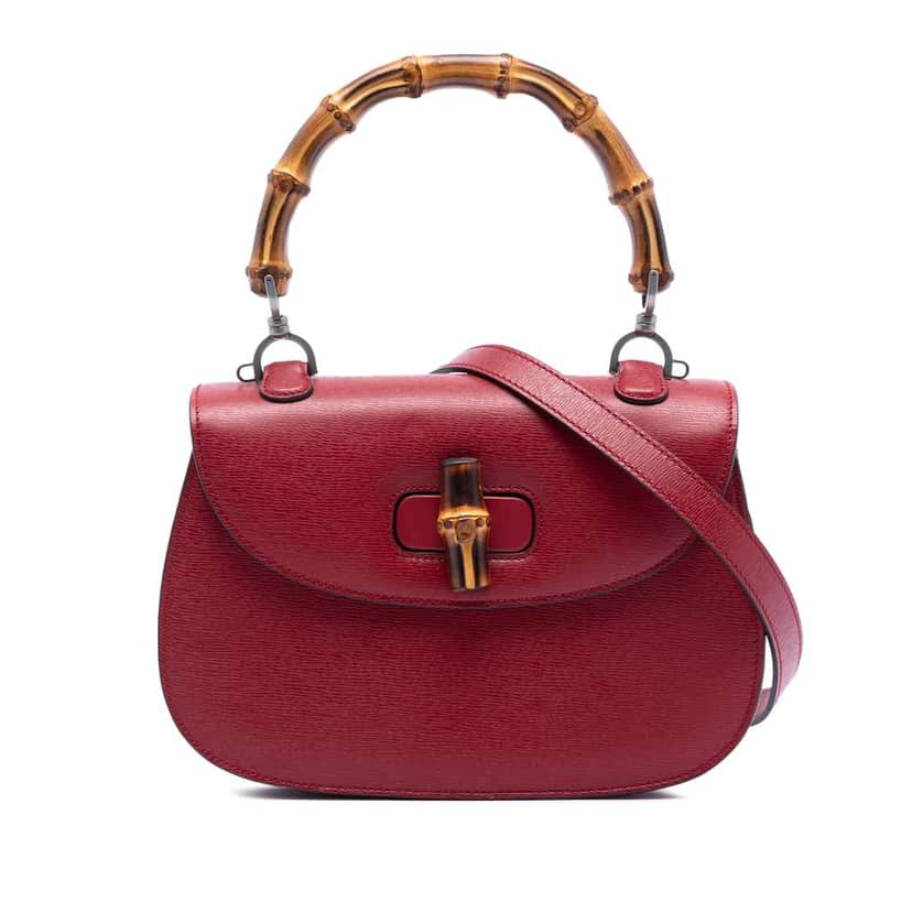 Gucci Calfskin Bamboo Night Red Leather Good condition - Front View