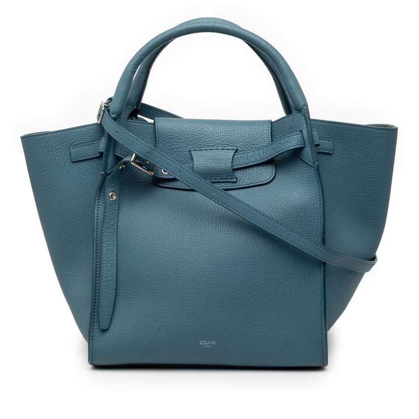 Celine Small Grained Calfskin Big Bag Blue Leather Very good condition - Front View