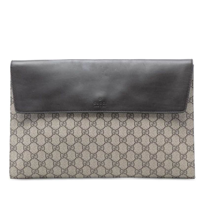 Gucci GG Supreme Envelope Clutch Brown Canvas Very good condition - Front View