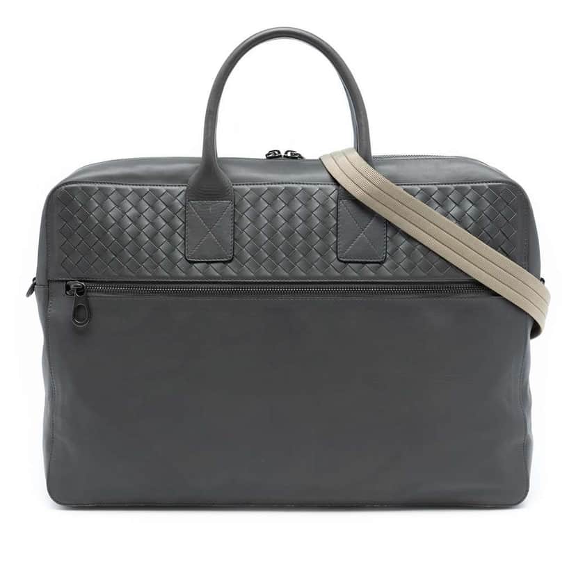 Bottega Veneta Nappa Intrecciato Business Bag Grey Leather Good condition - Front View