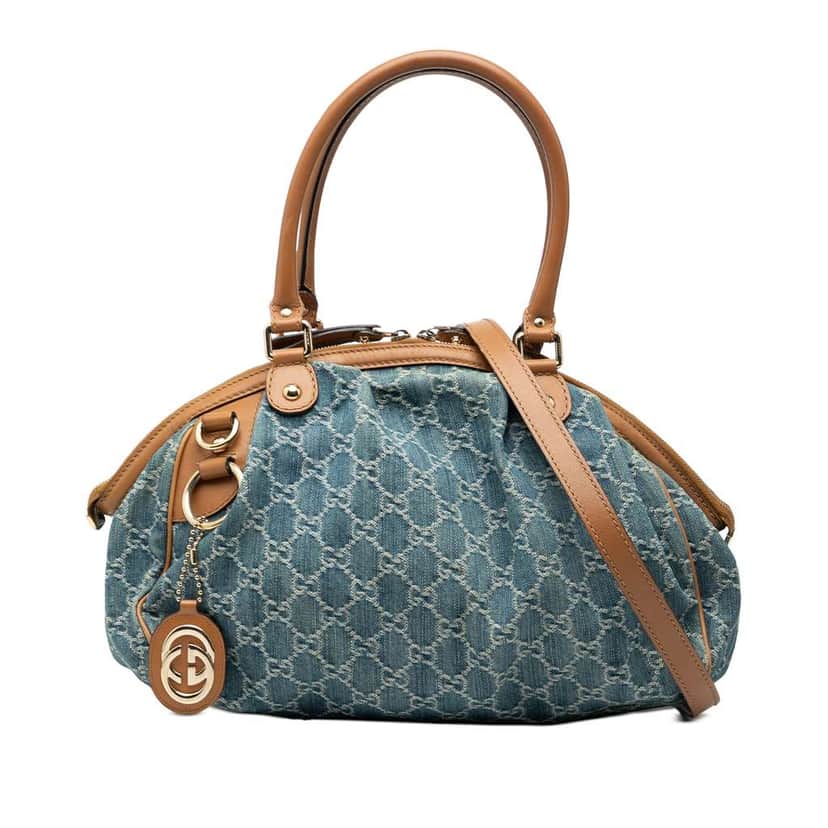 Gucci GG Denim Sukey Satchel Blue Denim Good condition - Front View