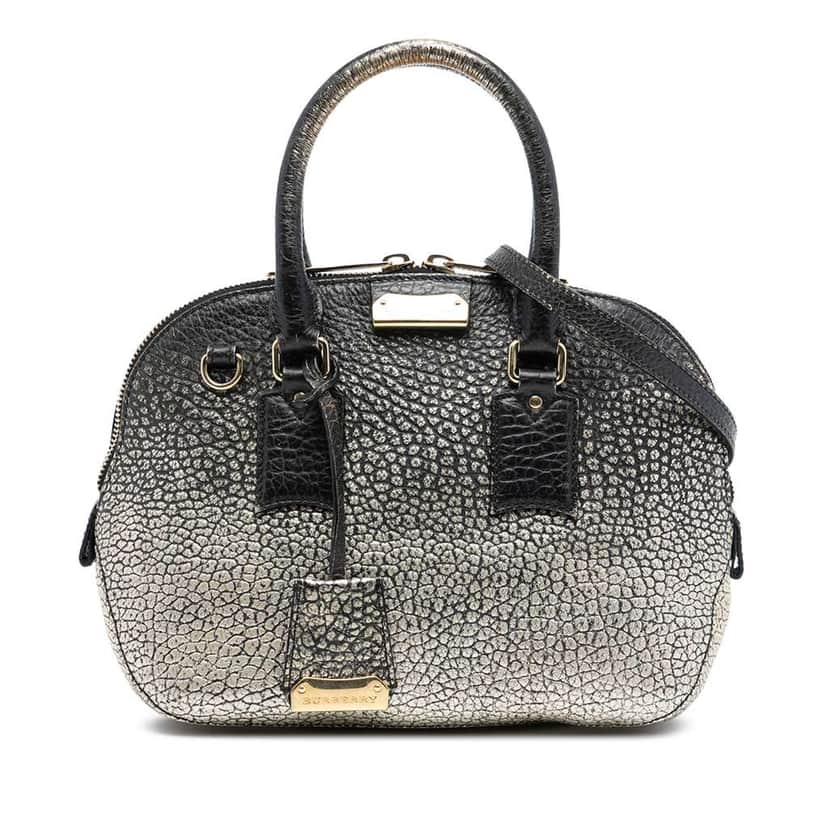 Burberry Small Ombre Metallic Grained Calfskin Orchard Bowling Bag Gold Leather Very good condition - Front View
