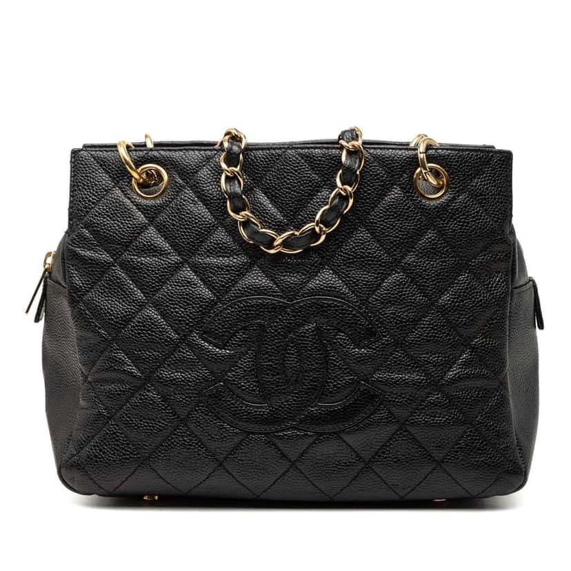 Chanel Petite Caviar Timeless Tote Black Leather Good condition - Front View