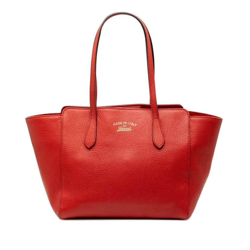 Gucci Medium Dollar Calfskin Swing Tote Red Leather Very good condition - Front View