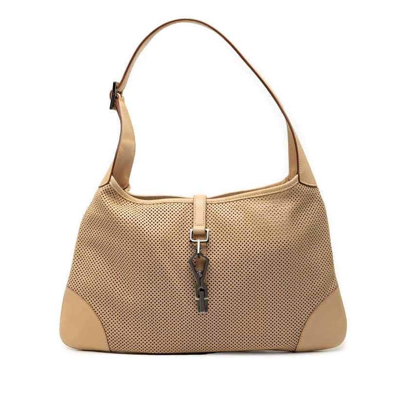Gucci Perforated Calfskin Jackie Hobo Brown Leather Very good condition - Front View