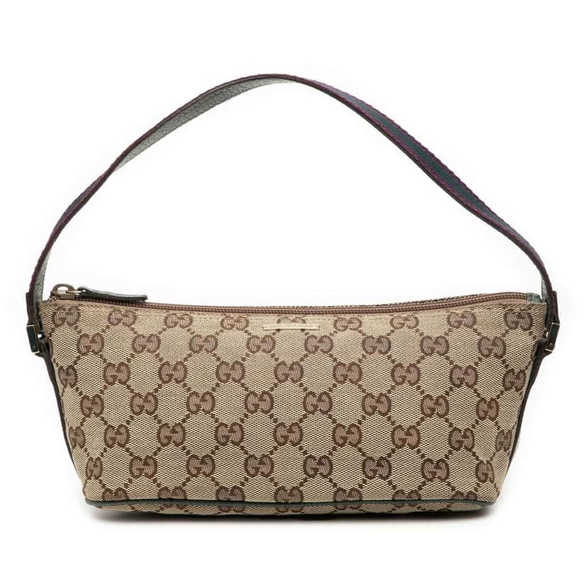 Gucci GG Canvas Web Boat Brown Canvas Good condition - Front View