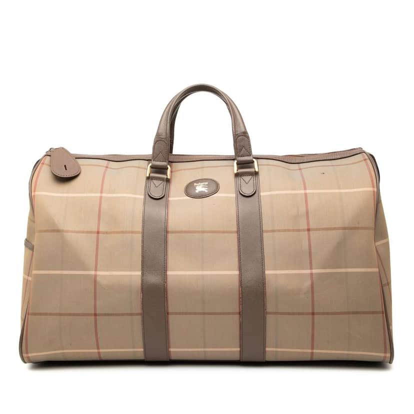 Burberry Vintage Check Canvas Travel Bag Brown Canvas Very good condition - Front View