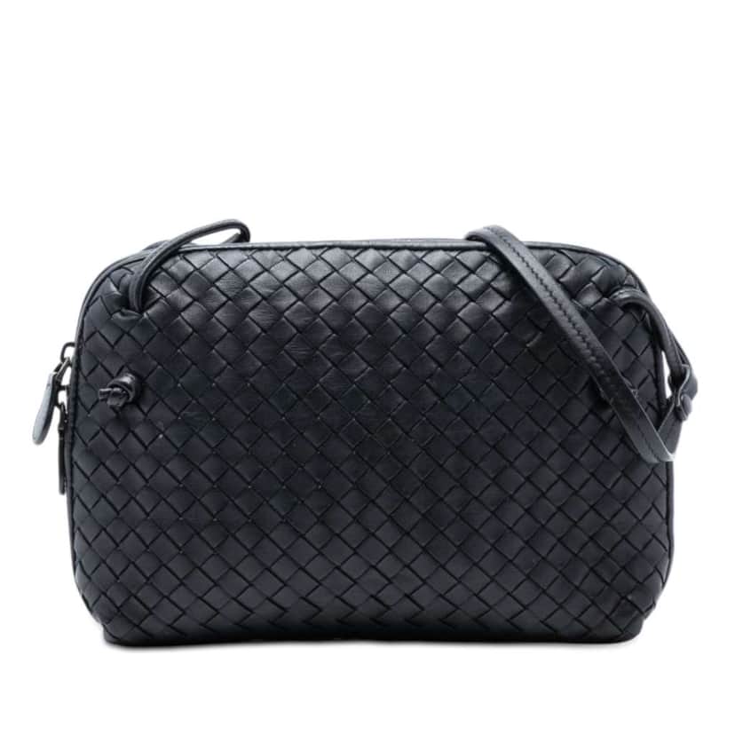 Bottega Veneta Nappa Intrecciato Nodini Crossbody Black Leather Good condition - Front View