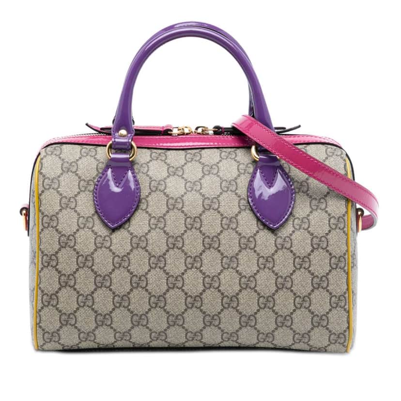 Gucci Limited Edition Small Multicolor GG Supreme Boston Bag Brown Canvas Good condition - Front View