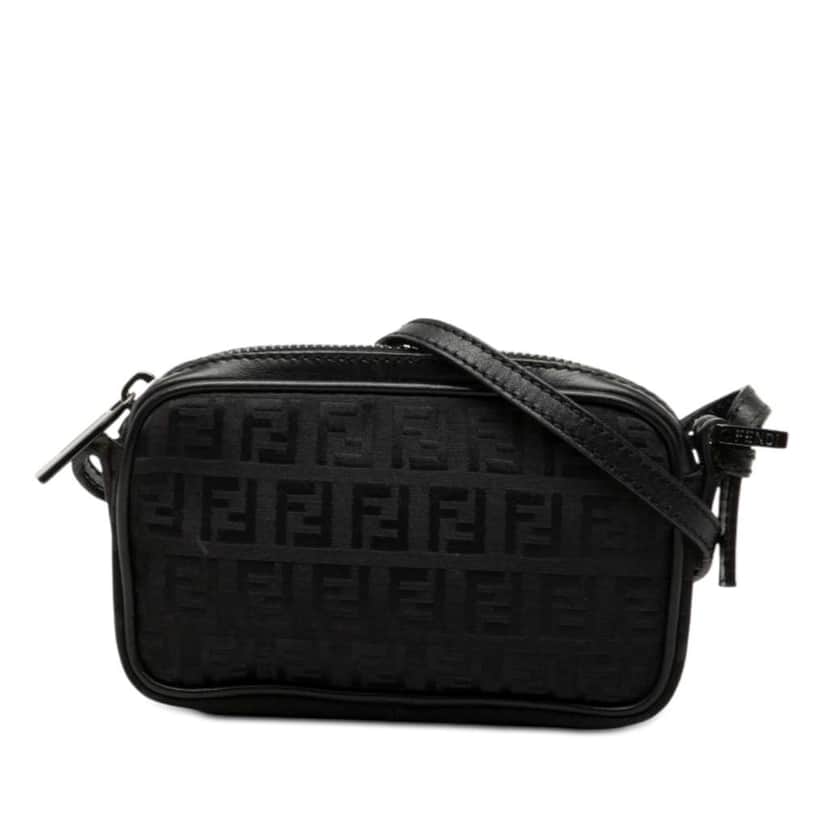 Fendi Mini Zucchino Canvas Zip Crossbody Black Canvas Very good condition - Front View