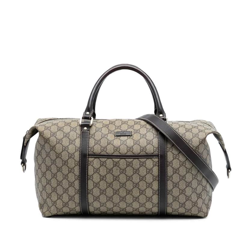 Gucci GG Supreme Carry On Duffle Bag Brown Canvas Good condition - Front View