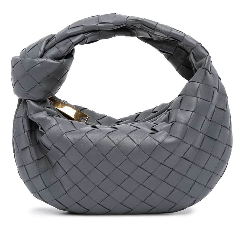 Bottega Veneta Mini Nappa Intrecciato Jodie Grey Leather Good condition - Front View