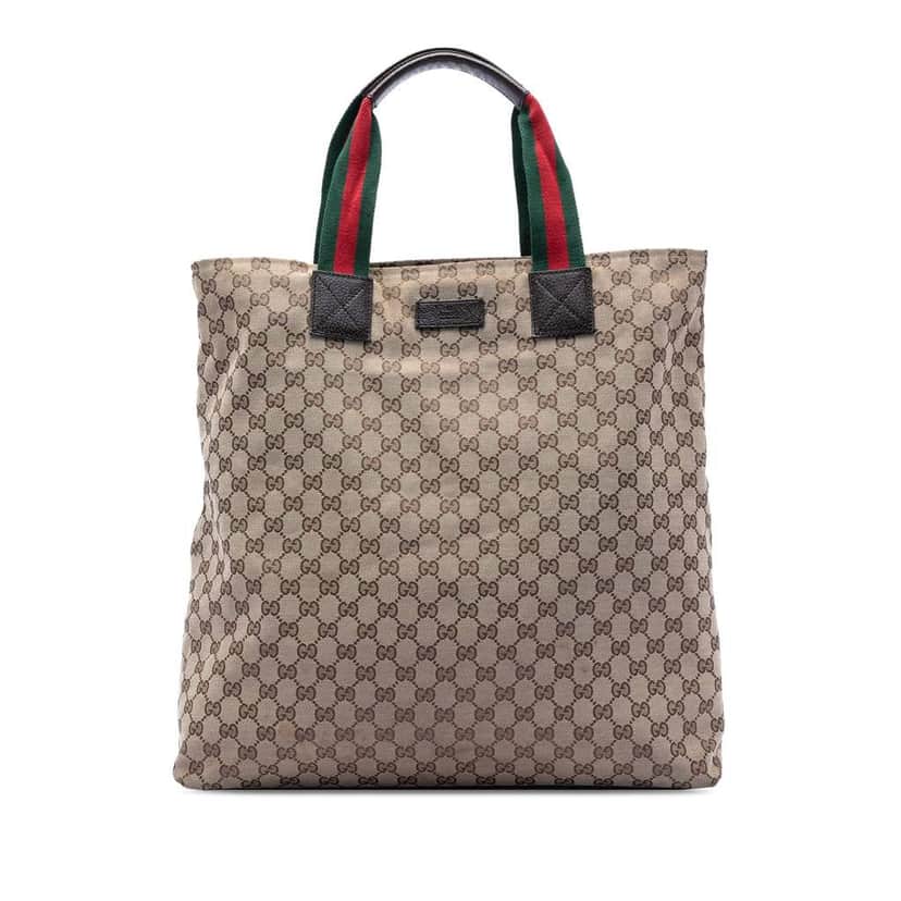 Gucci GG Canvas Web Tote Brown Canvas Very good condition - Front View