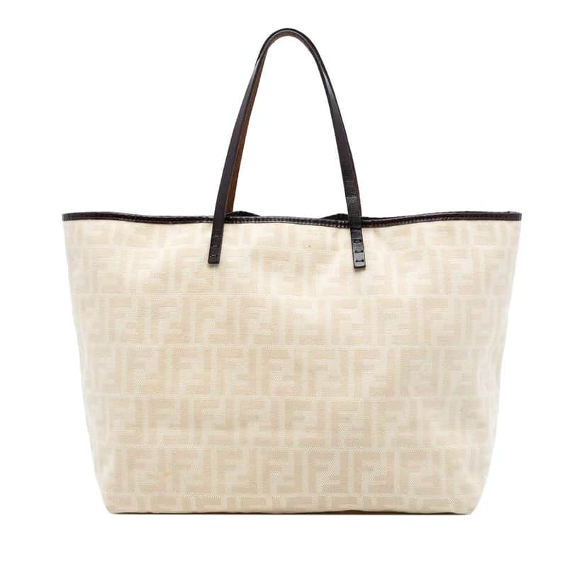 Fendi Medium Zucca Canvas Roll Tote Brown Canvas Very good condition - Front View