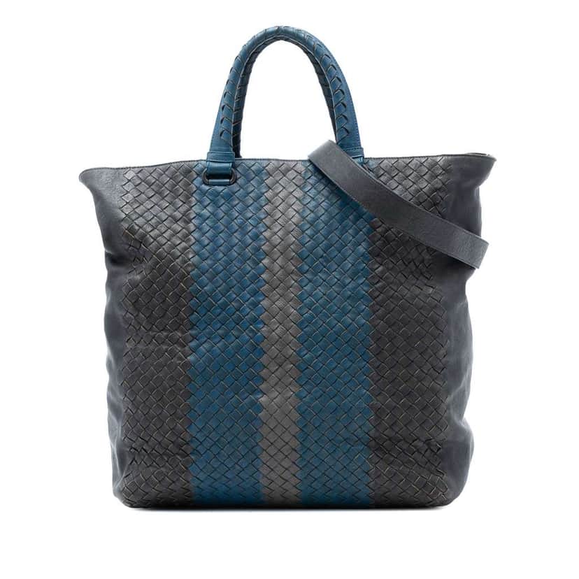 Bottega Veneta Tricolor Nappa Intrecciato Convertible Tote Black Leather Very good condition - Front View