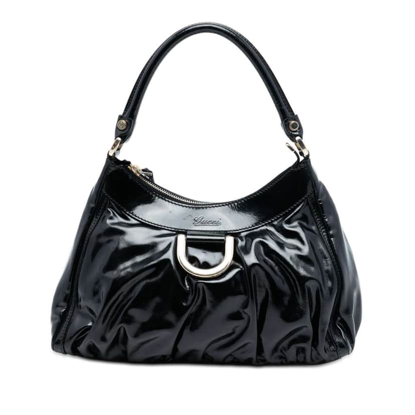 Gucci Patent Abbey D Ring Handbag Black Leather Very good condition - Front View