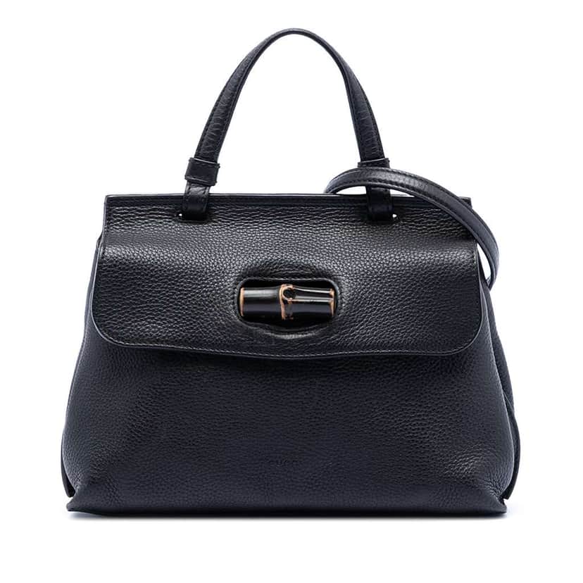 Gucci Small Leather Bamboo Daily Satchel Black Leather Very good condition - Front View