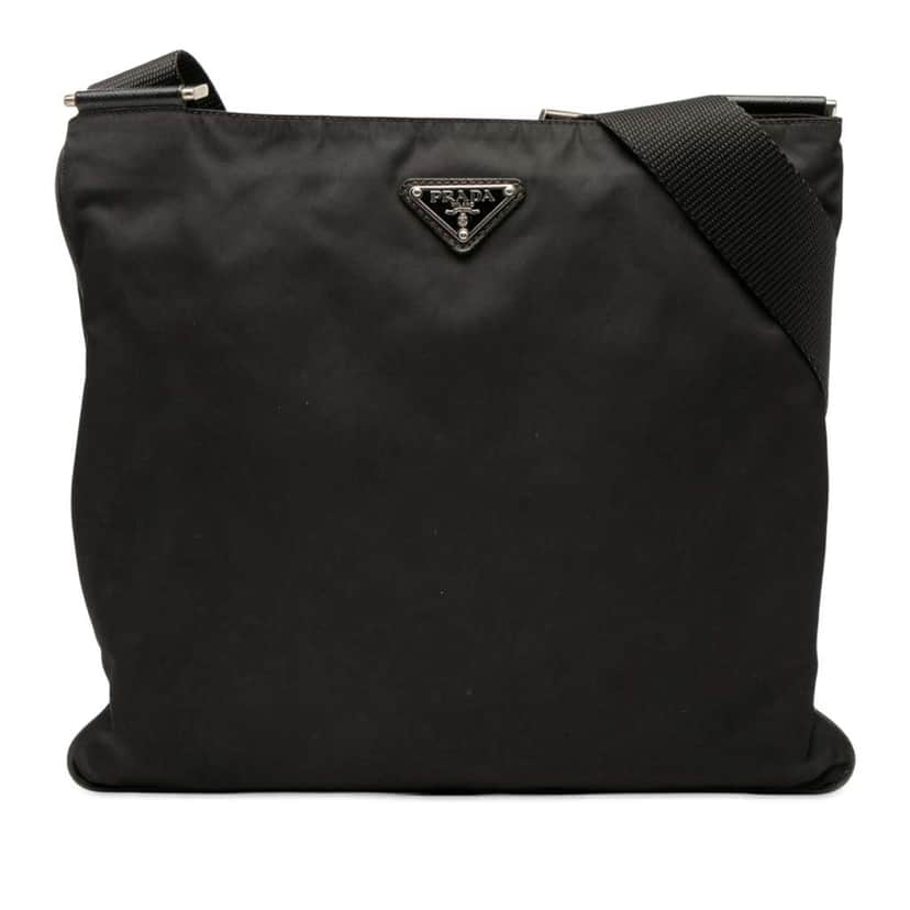 Prada Tessuto Zip Top Crossbody Black Good condition - Front View