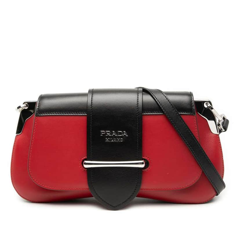 Prada Bicolor City Calf Sidonie Satchel Red Leather Very good condition - Front View