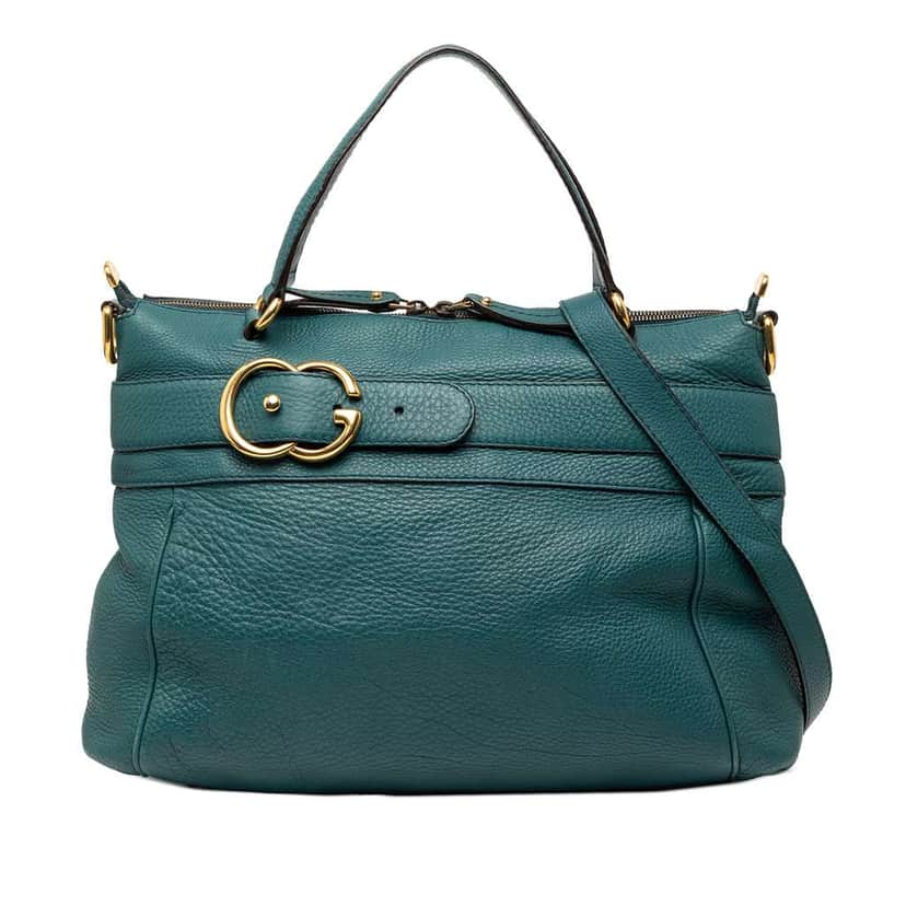 Gucci Medium Leather Ride Top Handle Bag Green Leather Very good condition - Front View