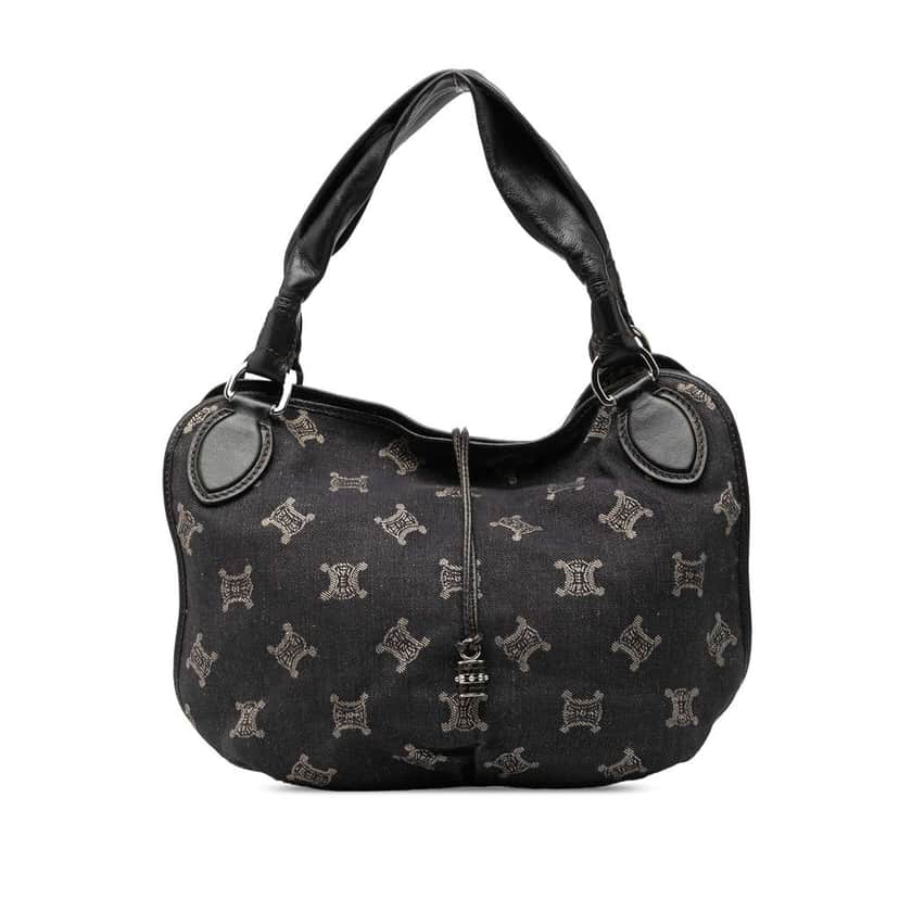 Celine Macadam Denim Bittersweet Hobo Bag Black Denim Very good condition - Front View