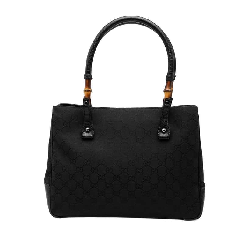Gucci GG Canvas Bamboo Tote Black Canvas Very good condition - Front View