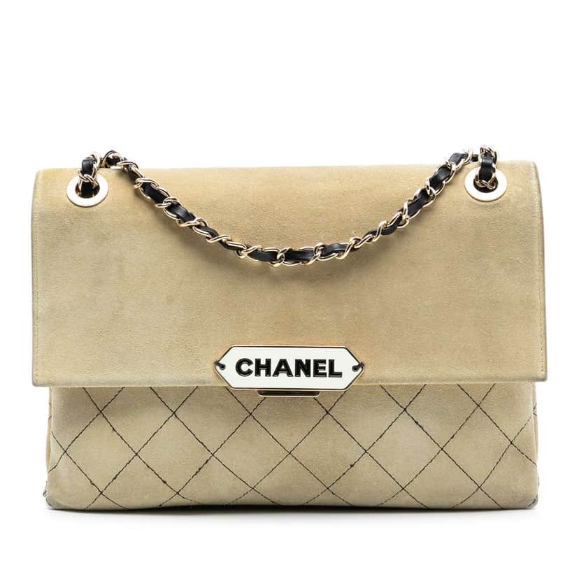 Chanel Quilted Suede Retro Label Flap Brown Leather Very good condition - Front View