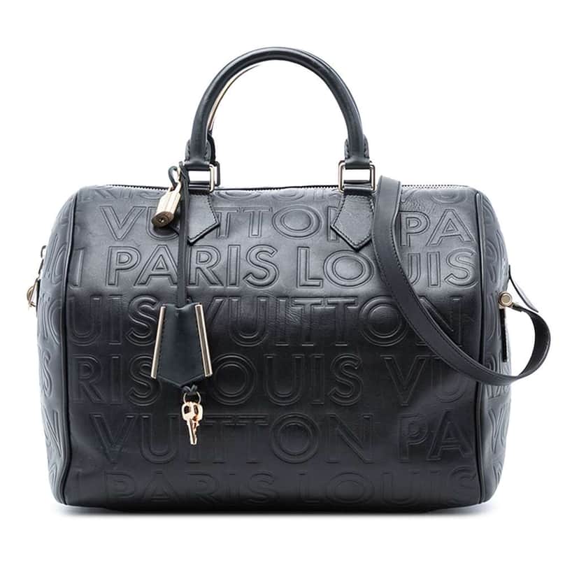 Louis Vuitton Limited Edition Paris Embossed Leather Speedy Cube 30 Black Leather Good condition - Front View