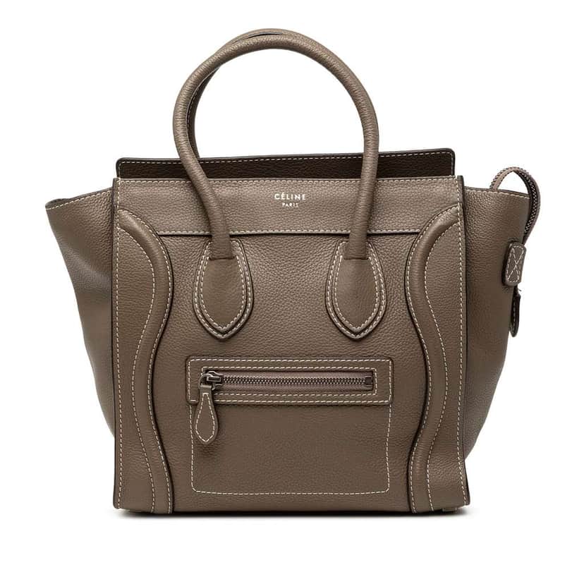Celine Micro Drummed Calfskin Luggage Tote Brown Leather Good condition - Front View
