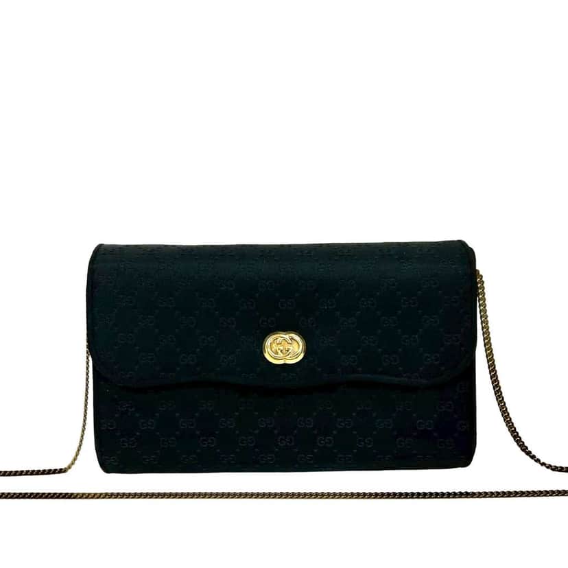 Gucci Micro GG Nylon Chain Crossbody Black Good condition - Front View