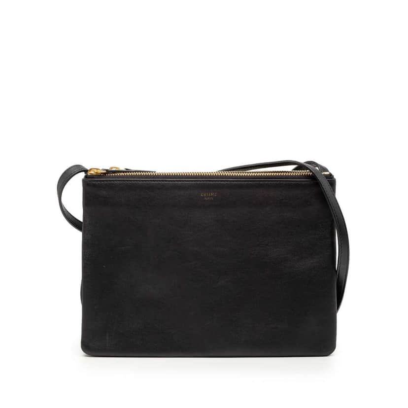 Celine Large Lambskin Trio Crossbody Black Leather Good condition - Front View