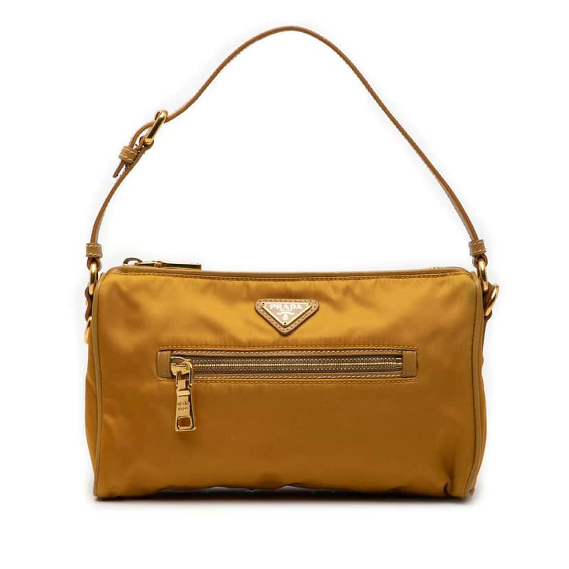 Prada Saffiano Trimmed Tessuto Handbag Yellow Canvas Very good condition - Front View
