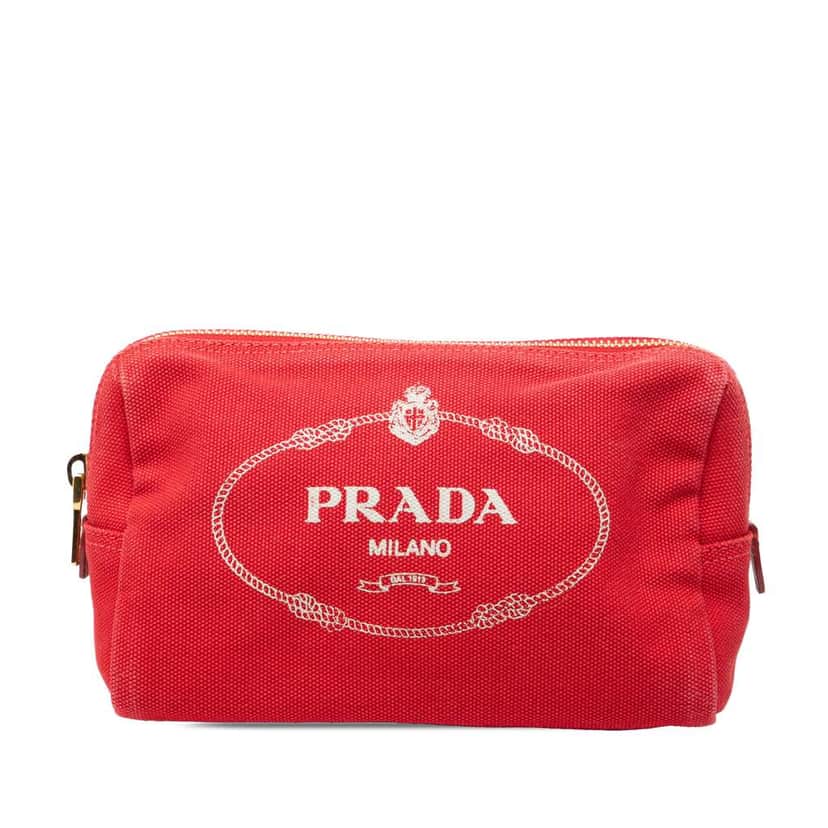 Prada Canvas Canapa Logo Pouch Red Canvas Very good condition - Front View