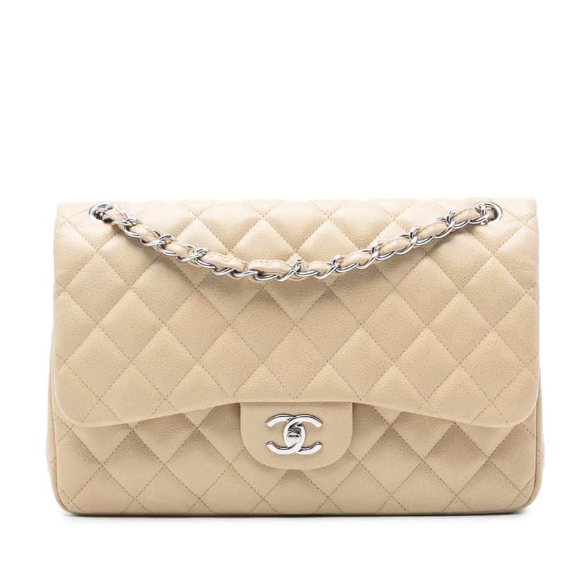 Chanel Jumbo Classic Caviar Double Flap Brown Leather Very good condition - Front View