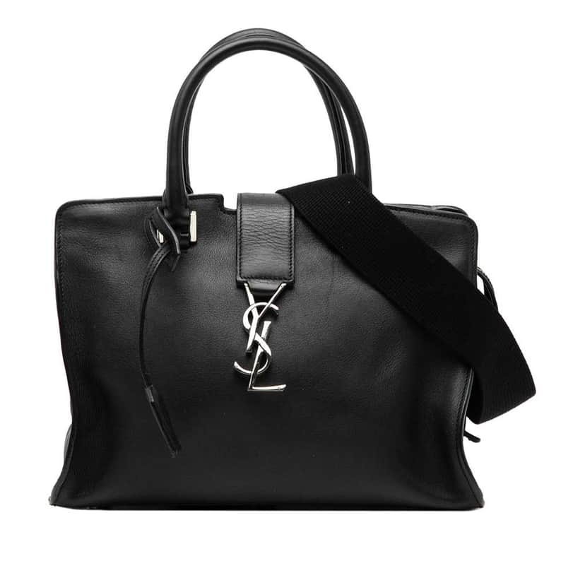 Saint Laurent Baby Leather Monogram Downtown Cabas Satchel Black Leather Good condition - Front View
