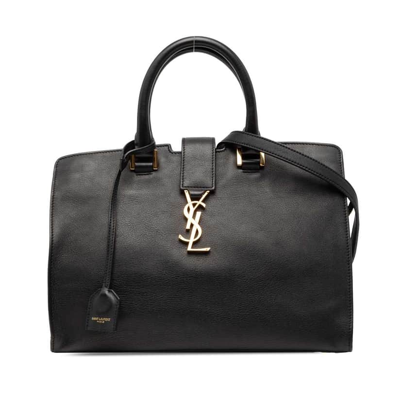 Saint Laurent Small Leather Monogram Cabas Satchel Black Leather Good condition - Front View