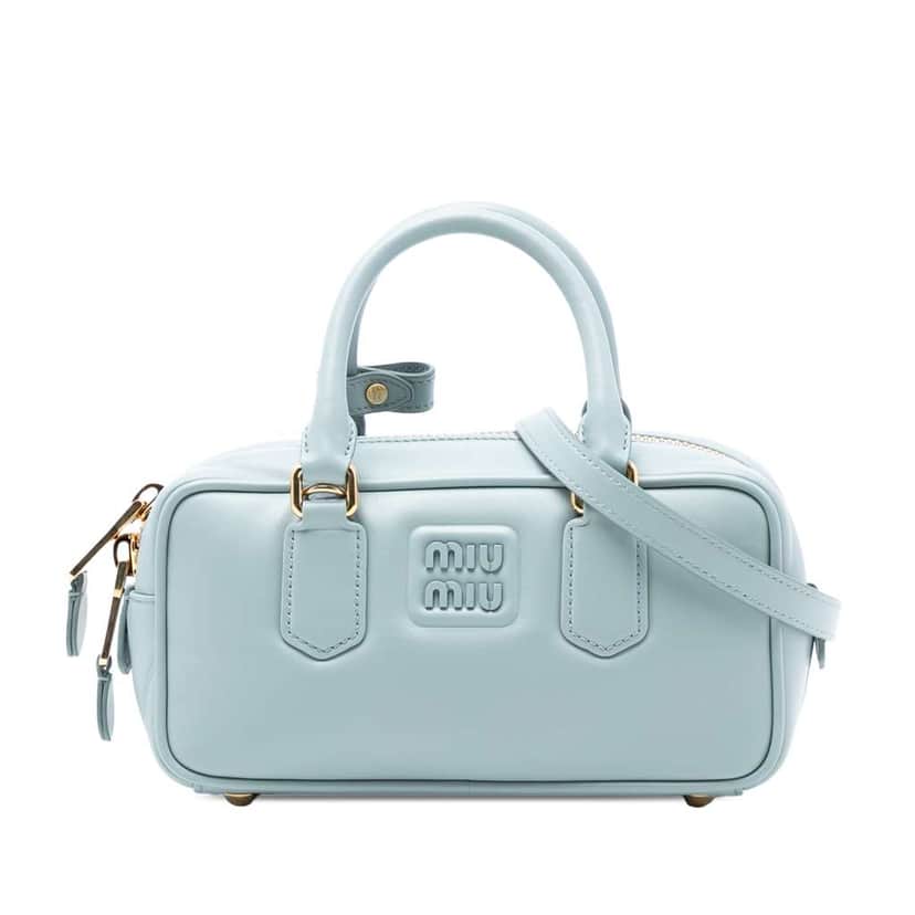 Miu Miu Leather Arcadie Satchel Blue Leather Very good condition - Front View