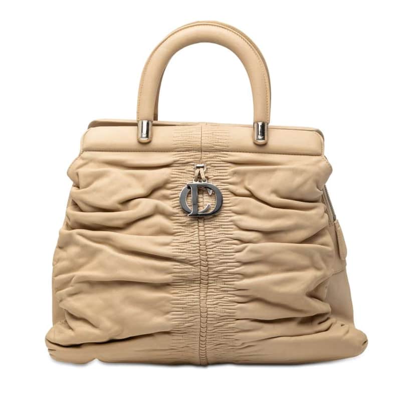 Dior Lambskin Karenina Frame Bag Brown Leather Good condition - Front View