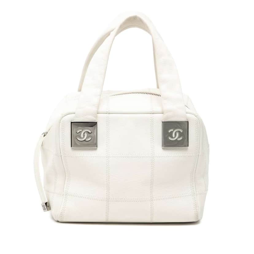 Chanel Mini Caviar Choco Bar Handbag White Leather Good condition - Front View