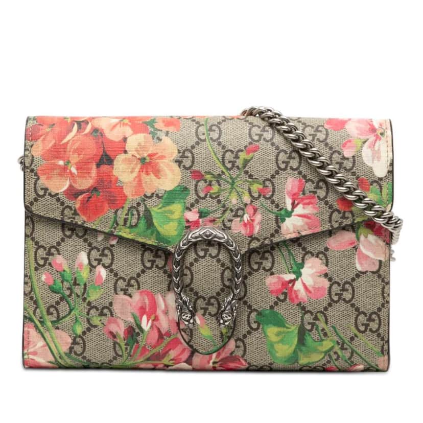 Gucci GG Supreme Dionysus Blooms Chain Wallet Brown Canvas Very good condition - Front View