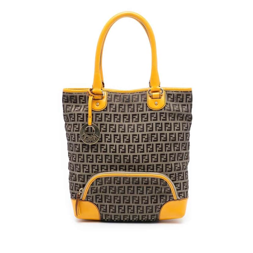 Fendi Zucchino Canvas Chef Front Pocket Shopping Tote Brown Canvas Very good condition - Front View