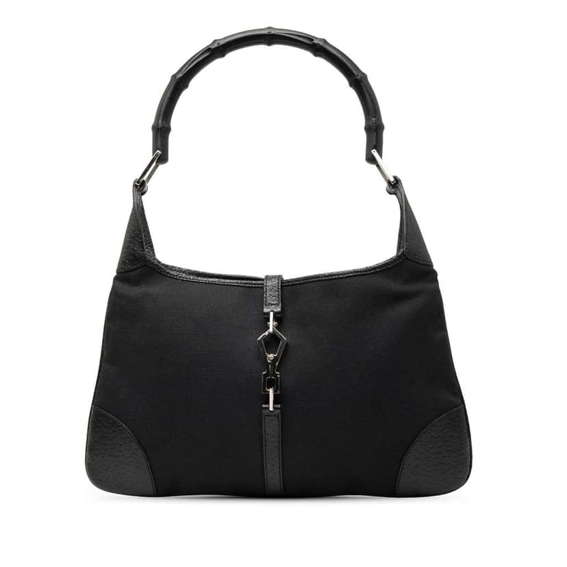 Gucci Canvas Bamboo Jackie Hobo Black Canvas Good condition - Front View