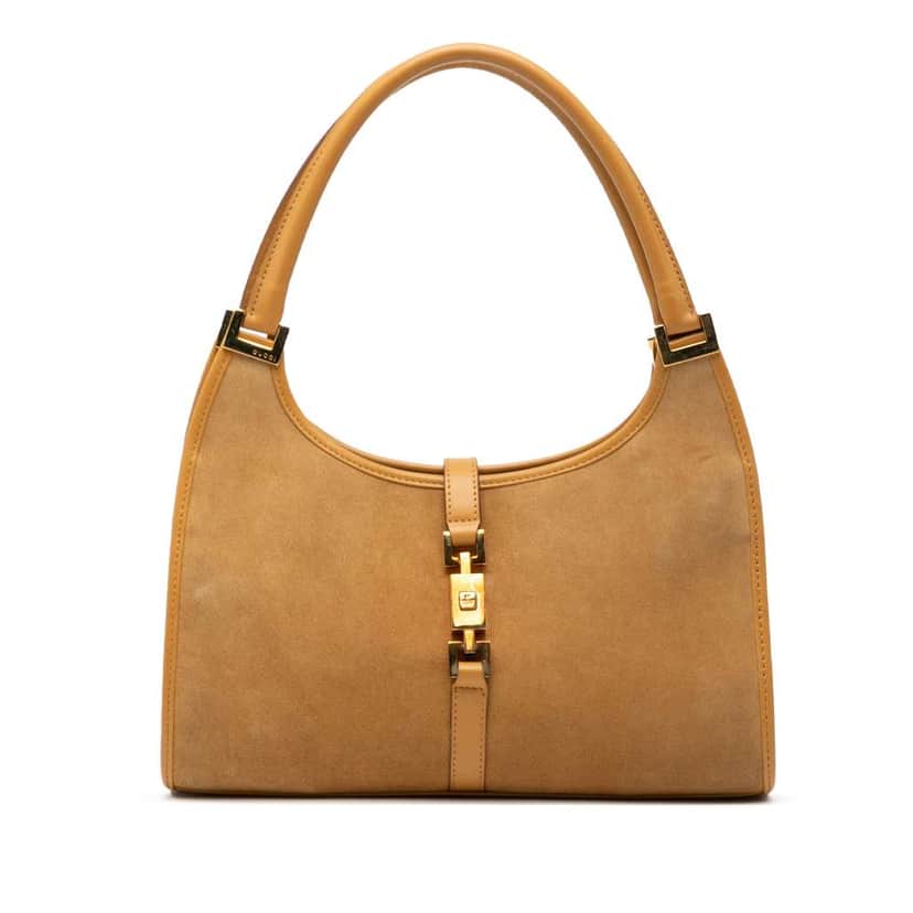 Gucci Suede Jackie Bardot Handbag Brown Leather Good condition - Front View