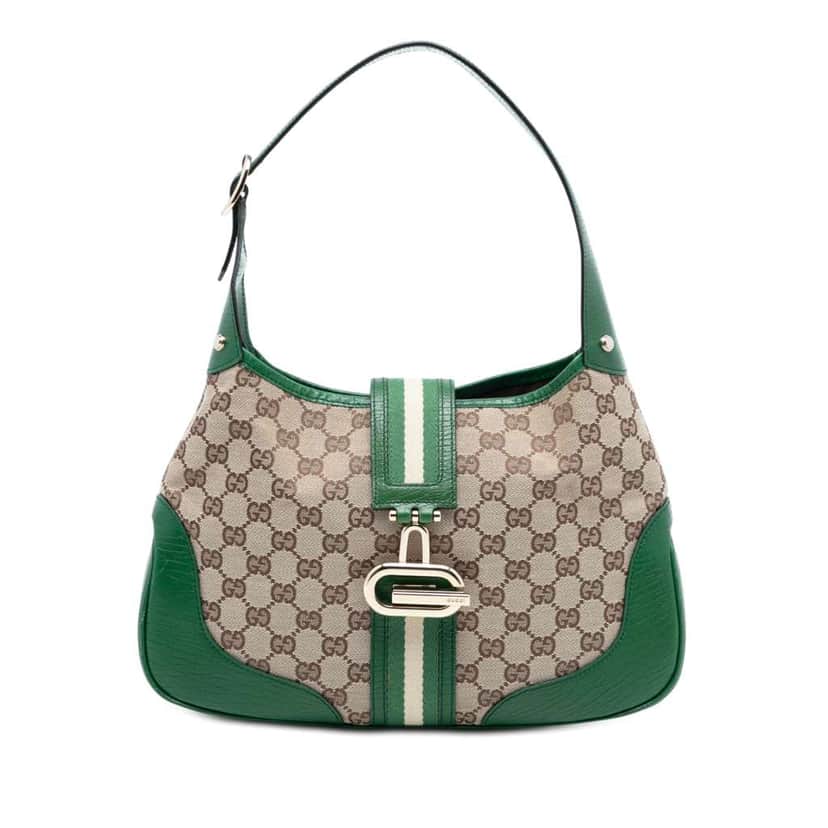 Gucci GG Canvas Web Junco Shoulder Bag Brown Canvas Good condition - Front View