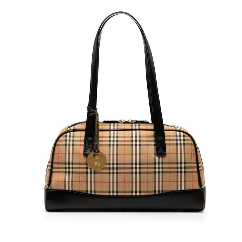 Burberry Haymarket Check Canvas Shoulder Bag Brown Canvas Good condition - Front View