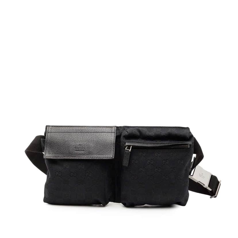 Gucci GG Canvas Double Pocket Belt Bag Blue Canvas Very good condition - Front View