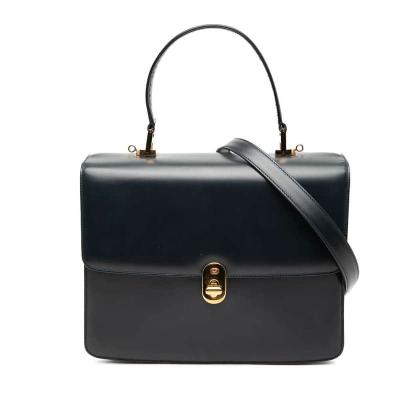 Gucci Calfskin Turnlock Sideline Handbag Blue Leather Very good condition - Front View