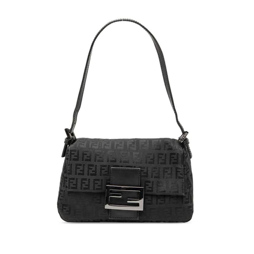Fendi Mini Zucchino Canvas Mamma Forever Black Canvas Good condition - Front View