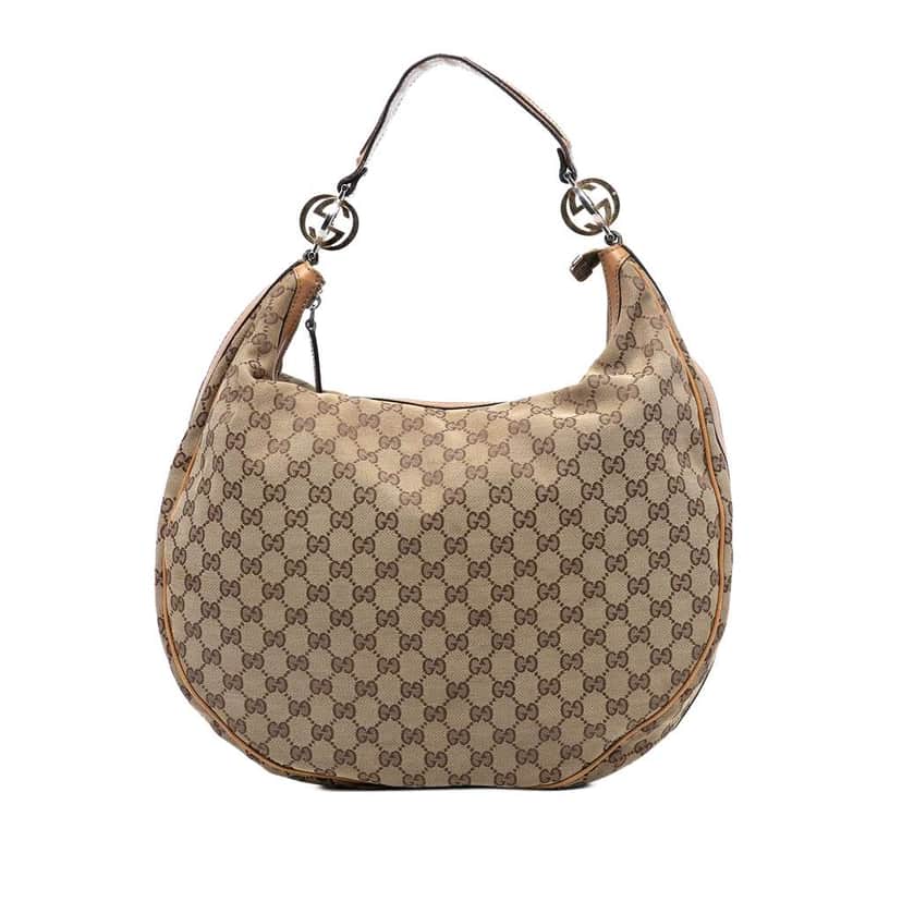 Gucci Large GG Canvas Twins Hobo Brown Canvas Good condition - Front View