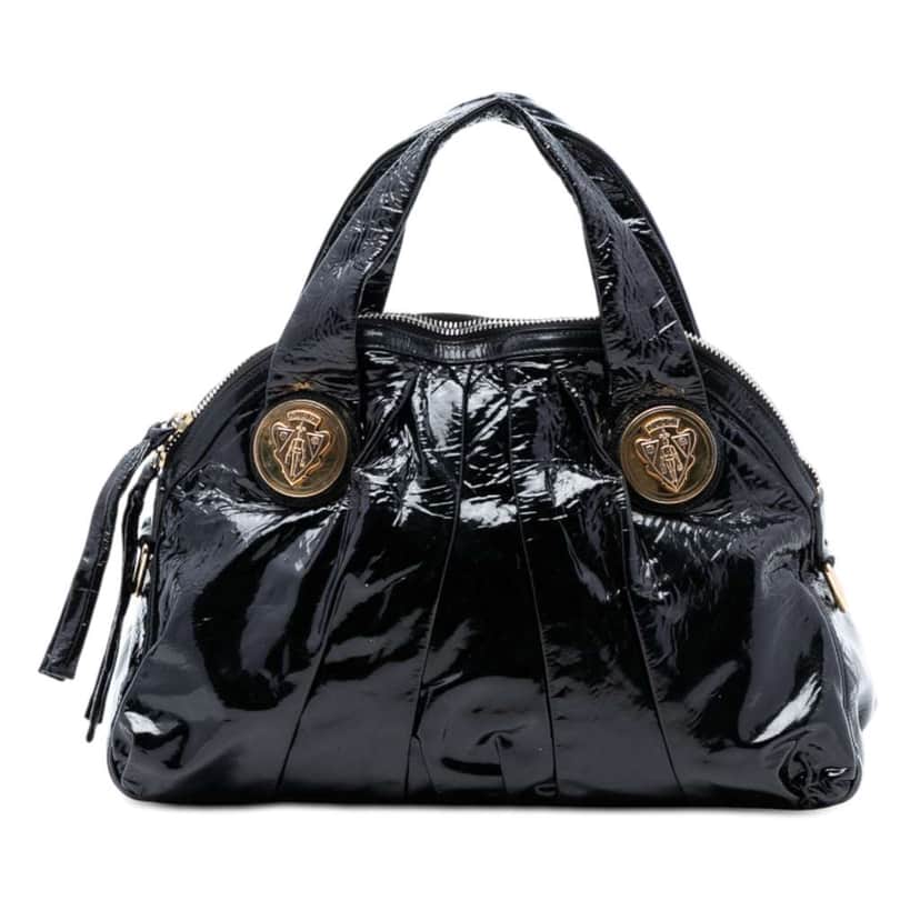 Gucci Large Patent Hysteria Satchel Black Leather Very good condition - Front View